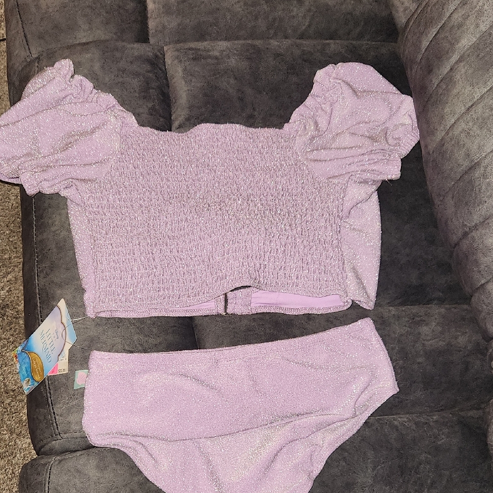 Disney The Little Mermaid Lavender Glitter Two-Piece Set Size 14 Girls (XL)
